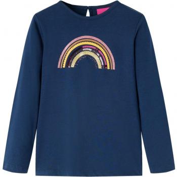 Camiseta para Niños de Manga Larga Estampado Arcoíris Azul Marino 128