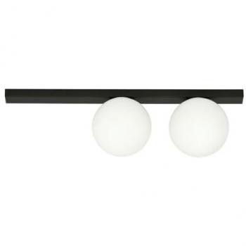 Lámpara de Techo Fit EPIKASA, Acero con recubrimiento de polvo y Vidrio, Color Negro y Blanco, Dimensiones 60x17x14 cm