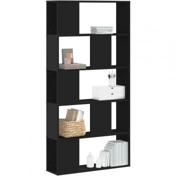 Librería 5 niveles madera ingeniería 80,5x23,5x162,5 cm Blanco y Negro - Mueble de Almacenaje Estantería para Oficina, Estudio y Dormitorio