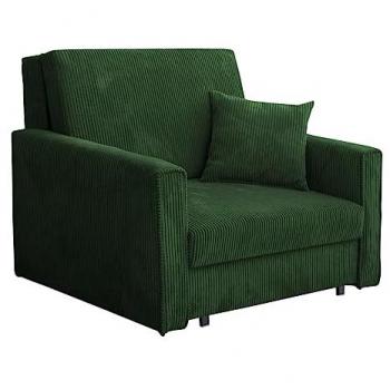 Sillón Columbus 190 Tapiz Verde con Patas de Metal, 103 x 85 x 98 cm, Función de Sofá Cama y Espacio para Almacenamiento