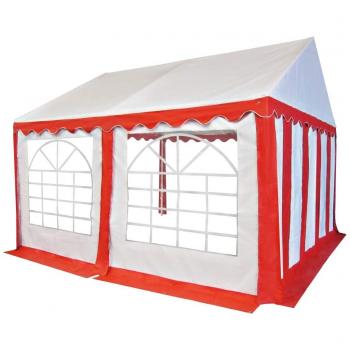 vidaXL Carpa de Jardín de PVC 3x4m Rojo y Blanco Pabellón Cenador de Exterior