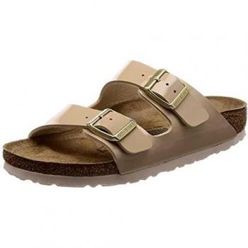 Sandalias Birkenstock Arizona Birko-Flor Patente Beige Estrechas Talla 41