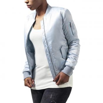 Women's Urban Classic Satin Bomber Jacket in Baby Blue