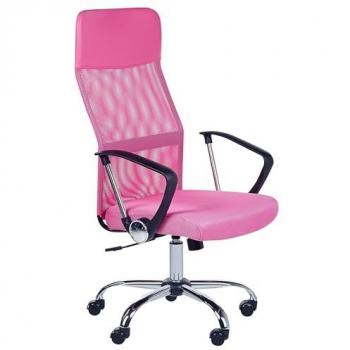 Silla de Oficina Ejecutiva Rosa de Malla y Ecopiel, Altura Ajustable, Giratoria y Reclenable