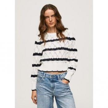 Jersey de Punto Pepe Jeans Tabata para Mujer con Detalles Calados y Bordes Ondulados