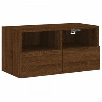Mueble TV Multimedia de Madera de Ingeniería Color Marrón con Estantes - 60 x 30 x 30 cm