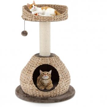 Árbol para Gatos Costway 70,5 cm con Rascador en Sisal Natural, Posadero, Torre de Actividad y Pelota Juguete Colgante
