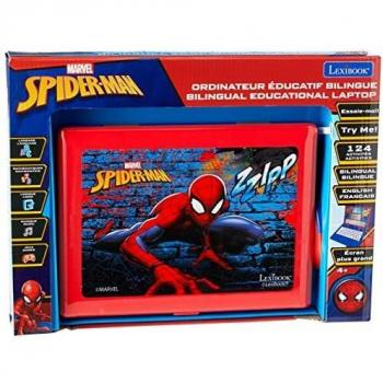 LEXIBOOK Disney Marvel Spider-Man - Portátil Educativo y bilingüe francés/inglés, Juguete para niños y niñas 124 Actividades, Aprender Juegos y música - Azul/Rojo, JC598SPi1