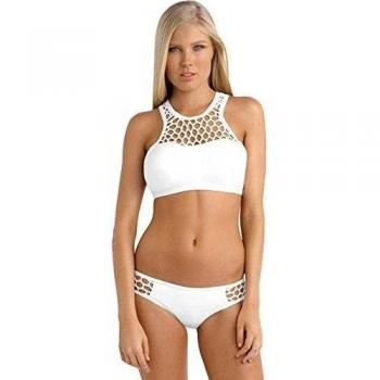 meinice 2pcs malla sobre hi-neck Bañador blanco blanco Medium