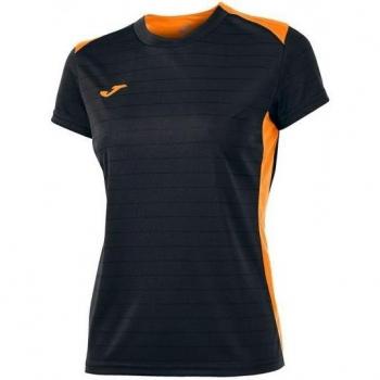 Joma Campus II - Camiseta de equipación de manga corta para mujer, color negro / naranja flúor, talla XL