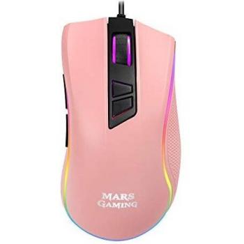 Mars Gaming MM218, Ratón Gaming RGB 10000DPI, Sensor Óptico, LED Óptico, Rosa