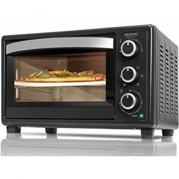 Cecotec Horno Sobremesa de Convección de 26 Litros Bake&Toast 570 4Pizza. 1500 W, con Piedra para pizza, 6 Funciones, Luz interior, Puerta con doble cristal, Acero Lacado en Negro