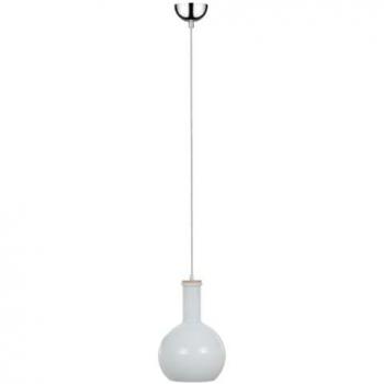 Lámpara de Suspensión Bottles EPIKASA, Vidrio y Metal, Blanco y Cromo, 20x20x125 cm