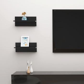 Estantes de pared 2 piezas Negro pulido 40x11,5x18 cm
