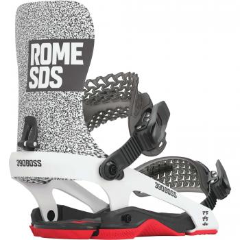 Fijaciones de Snowboard Rome 390 Boss blancas con características de ajuste rápido, diseño ligero, soporte lateral mejorado y tecnología de amortiguación