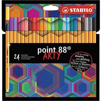 Rotulador puntafina STABILO point 88 ARTY - Estuche con 24 colores