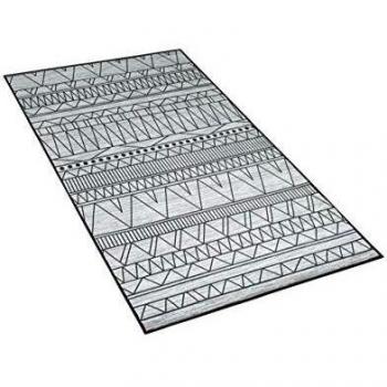 Alfombra Geométrica de Poliéster Negra y Gris 80 x 150 cm Pelo Corto Keban