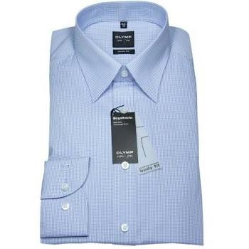 Olymp Level Five Body Fit - Camisa de manga larga para hombre, hombre, Olymp Hemd Level Five weiss/blau, kariert Italian Kentkragen in langarm