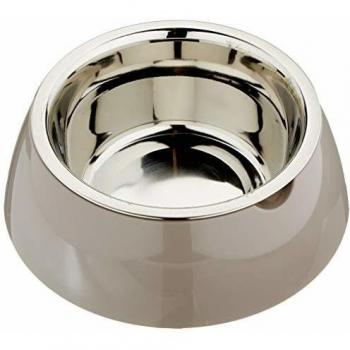 Comedero Jolie Mediano 850Ml Acero Inoxidable para Perros y Gatos con Base de Plástico - Ø 20 x H 6,7 cm Gris