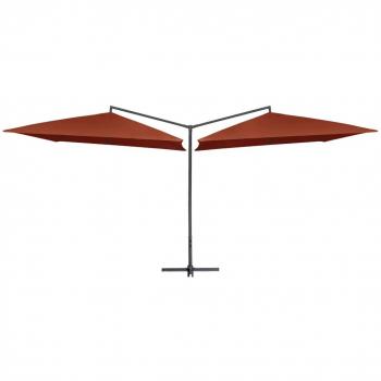 Paraguas Doble Polo en Acero 250x250 cm Terracota