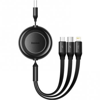 Baseus Bright Mirror 2 Series Retráctil 3 en 1 Cable USB Rápido Para M+L+C 3.5A 1.1M Negro