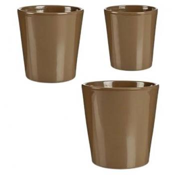 Ibergarden Set de Macetas Taupé Arcilla (6 Unidades) - Fácil Cuidado del Hogar