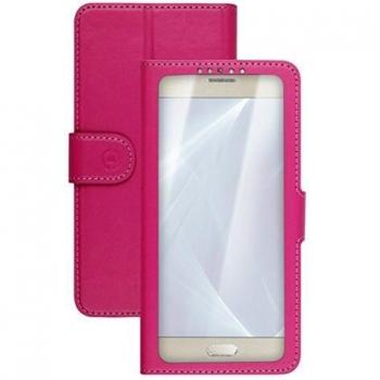 Celly UnicaView - Funda Universal con Ventana Frontal con Sistema Slide Touch para Smartphone de 5.0-5.5, Rosa