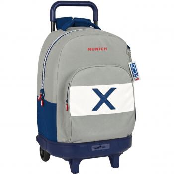 Mochila Escolar Grande con Ruedas Compact Extraíbles Munich College Gris 33x45x22cm
