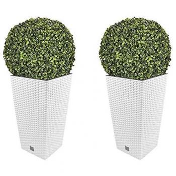 Set Doble de Maceta Rato 35 Litros con Inserto Blanco y Bola de Boj Diámetro 36 cm - Decoración para Hogar y Jardín