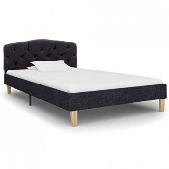 vidaXL Estructura de Cama Tela Somier Mobiliario de Hogar Casa Clásica Práctica Cómoda Moderna Robusta y Duradera Sin Colchón Gris Oscura 90x200cm