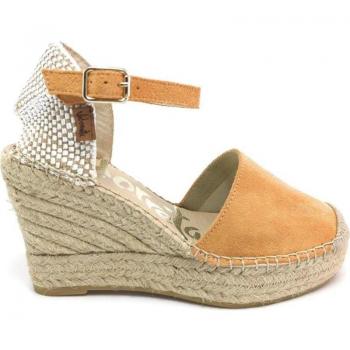 Sandalias de Mujer VIDORRETA TILO 07100 NUBUCK NA NARANJA - Sandalia de cuña de esparto natural, talonera, tira tobillera con ajuste de hebilla, suave nubuck