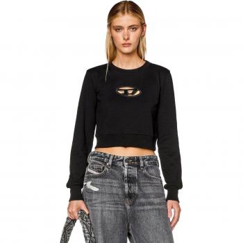 Diesel Women's Black Cropped Sweatshirt with Cut-Out Logo - Size M