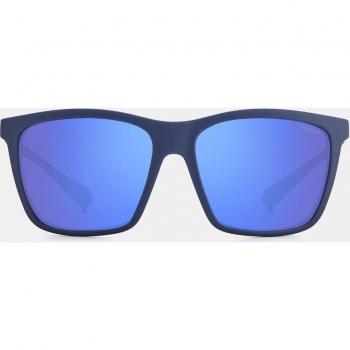 Polaroid Rectangle Mens Blue Grey Mirror Polarized Sunglasses - One Size