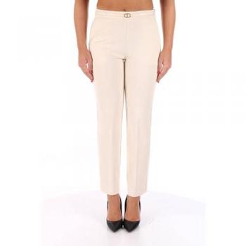 Twinset Women's White Chino Pants with Belt, Size 40