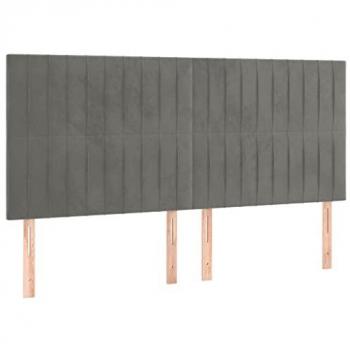 Cabecero con luces LED terciopelo gris claro 180x5x118/128 cm