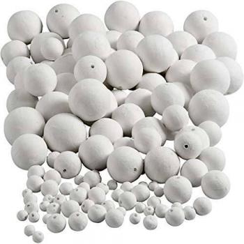 Bolas de algodón blanco, diámetros 12+15+20+30+40+50 mm, 240 piezas por paquete