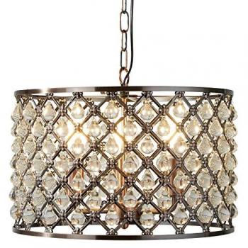 Lámpara colgante Marquesa 3 bombillas Vidrio, metal Cobre, Transparente