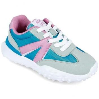 Zapatillas deportivas Garvalín para niños, color turquesa y rosa, con plantilla transpirable y cierre de cordones, ligeras y cómodas