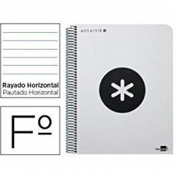 BLOC ESPIRAL LIDERPAPEL FOLIO ANTARTIK TAPA POLIPROPILENO 80 H 100G HORIZONTAL CON MARGEN COLOR BLANCO