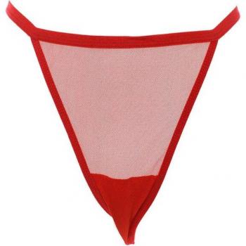 Tanga de Hilo de Rejilla Kisses & Love - Color Rojo - Talla L/XL