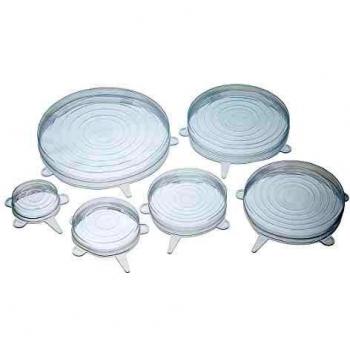 KitchenCraft Juego de 6 Tapas de Silicona Flexibles para Comida, Transparentes