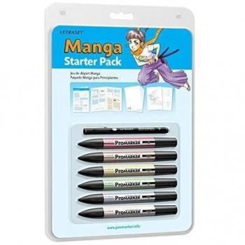 Letraset - Pack para principiantes en manga de ProMarkers, 6 colores y 1 rotulador de punta fina