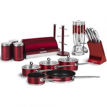Morphy Richards Accents 46411 Set de cocina, 21 piezas, acero inoxidable, Rojo, 54.00x53.80x54.00 cm