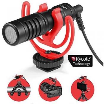 Joby Wavo Mobile Micrófono Condensador Direccional de Cañón con Adaptador Rycote y Tapa Deadcat, Compatible con Smartphone, CSC, Videocámara para Vlogging y Youtube - Color Rojo/Neg