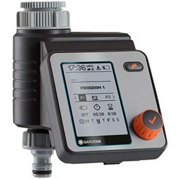 GARDENA Water Control Master: Automático, riego de Ahorro de Tiempo, 6 horarios, Pantalla LCD, función Water Now, Safe Stop