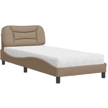 Cama con colchón de cuero sintético Cappuccino 80x200 cm Marrón