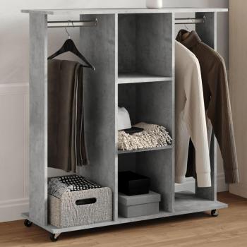 Armario con ruedas de madera ingeniería 102x38x110 cm en color blanco, gris hormigón y gris sonoma - vidaXL