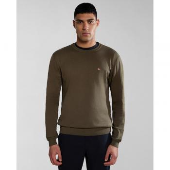 Napapijri Jersey de hombre Decatur 5 color verde militar con cuello redondo