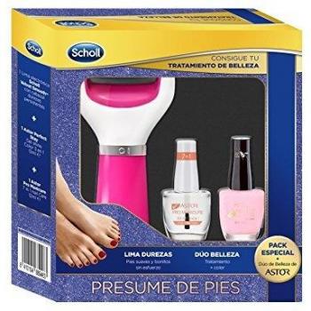 Scholl Lima Electrónica de Pies Rosa y 2 Pintauñas de Color Beige y Transparente - Pack Regalo
