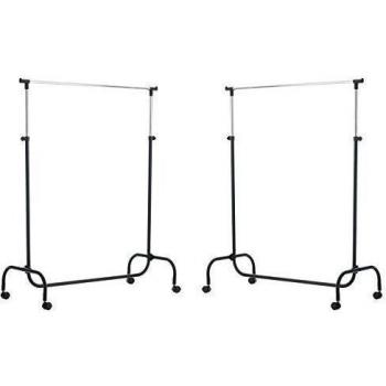CLP Set de 2 Percheros estables MARCO con ruedas, ajustable en altura 101 - 167 cm, un producto de calidad para el uso profesional negro